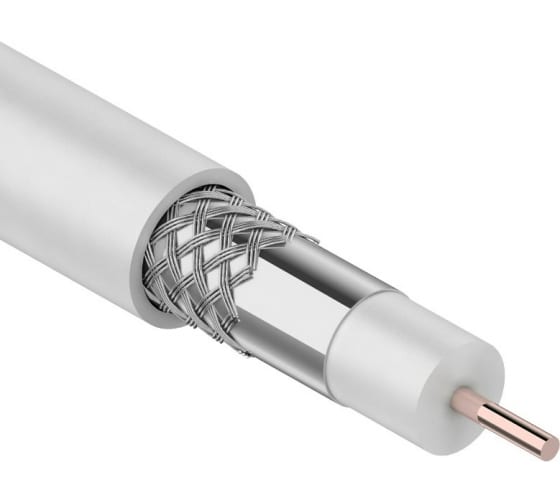 Кабель коаксиальный LIGHT RG-6U, 75 Ом, CCS/Al/Al, 32%, 75 Ом, белый, бухта 100 м PROconnect