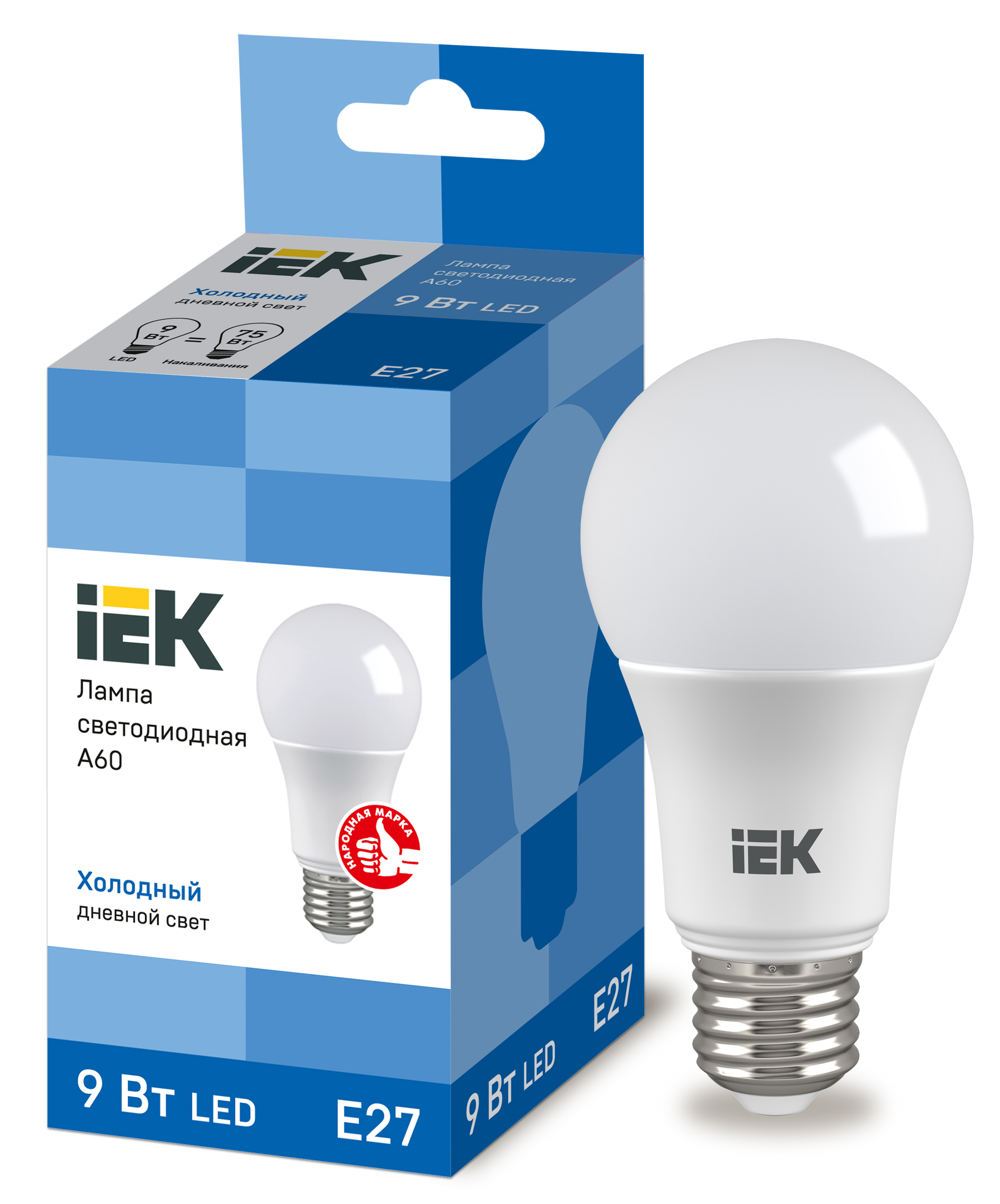 Лампа LED A60 груша 9Вт 230В 6500К E27 IEK