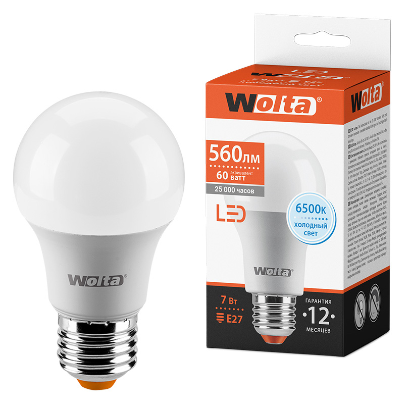 Светодиодная лампа WOLTA 25W55BL7E27 7Вт 6500К E27