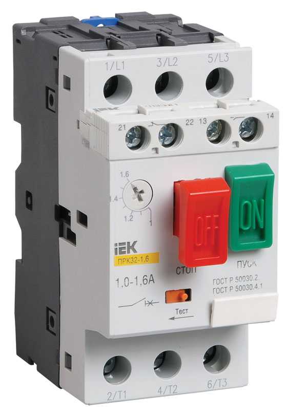 Пускатель ПРК32-1,6 In=1,6A Ir=1-1,6A Ue 660В IEK