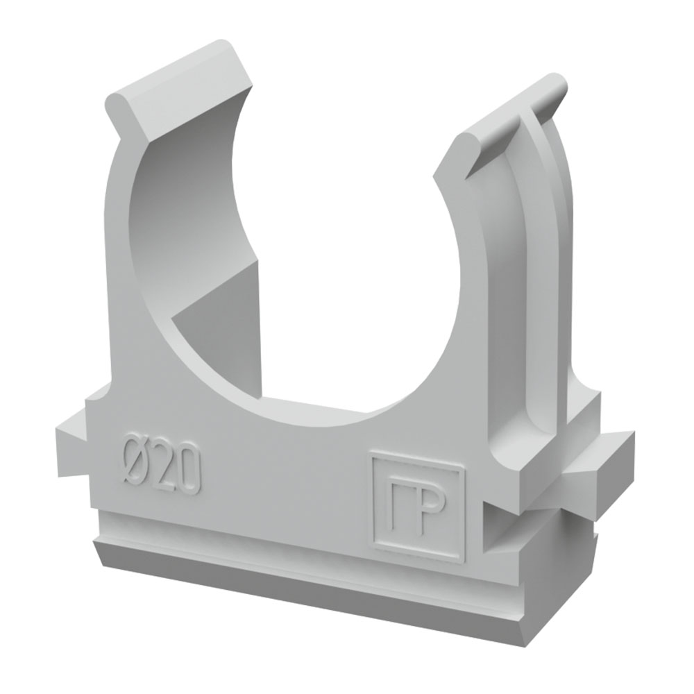 Крепеж-клипса для труб АБС-пластик в карт d20 мм (150шт/1500шт уп/кор) Промрукав