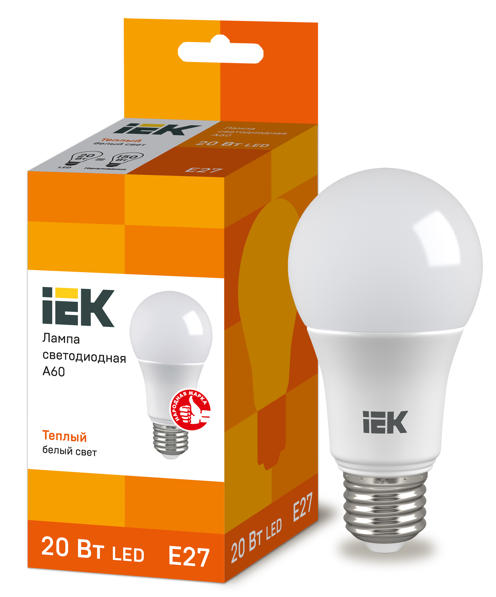 Лампа LED A70 груша 20Вт 230В 3000К E27 IEK