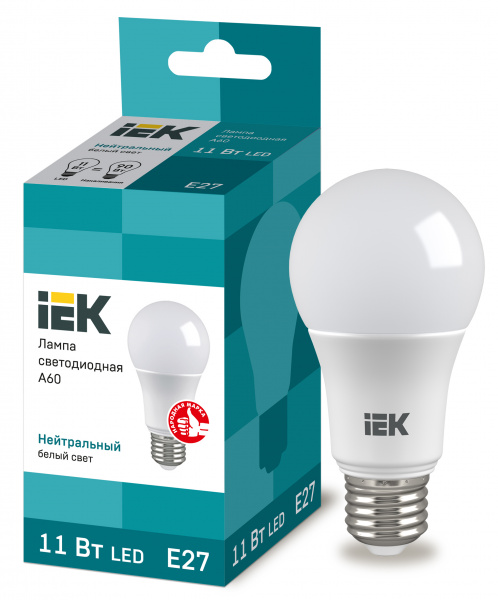 Лампа LED A60 груша 11Вт 230В 4000К E27 IEK