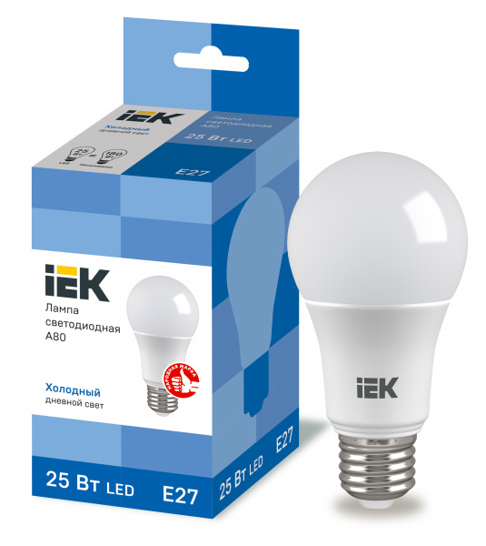 Лампа LED A80 груша 25Вт 230В 6500К E27 IEK