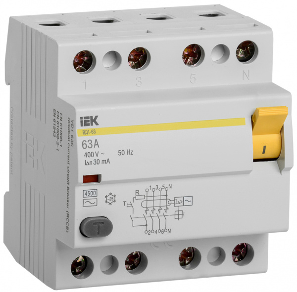 УЗО ВД1-63 4Р 63А 30мА IEK