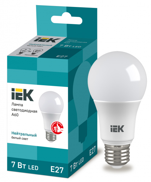Лампа LED A60 груша 7Вт 230В 4000К E27 IEK