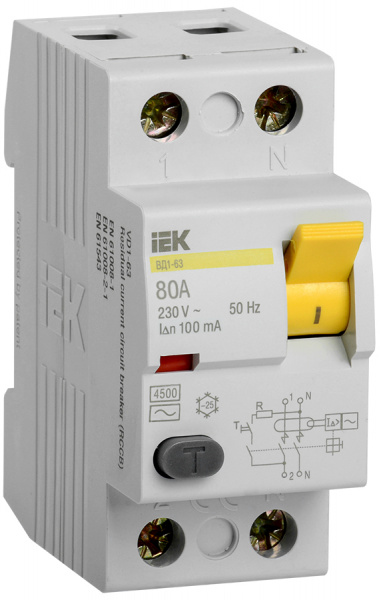 УЗО ВД1-63 2Р 80А 100мА IEK