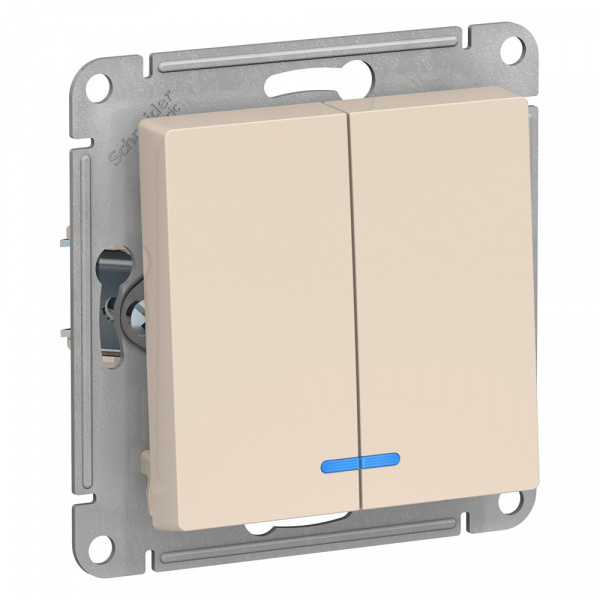 Выключатель 2-кл. AtlasDesign 10А IP20 (сх.5а) с подсв. мех. беж.