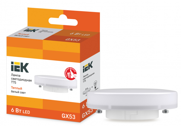 Лампа LED T75 таблетка 6Вт 230В 3000К GX53 IEK