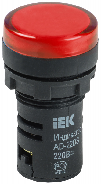 Лампа AD22DS(LED)матрица d22мм красный 230В IEK