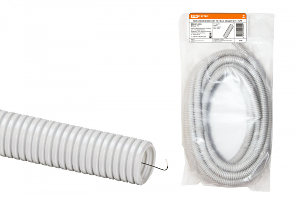 Труба гофрированная ПВХ d 16 с зондом (10 м) легкая TDM