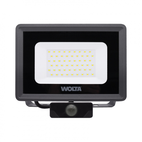 Светодиодный прожектор WOLTA WFL-50W/06S 50Вт 5700K IP65 4500лм с датчиком 207*193*40 1/10