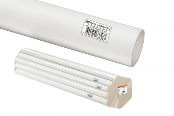 Труба гладкая жесткая ПВХ d 25 (74 м) длина 2 м индивид. штрихкод, белая TDM