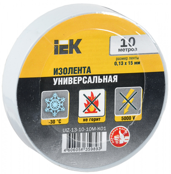 MIXTAPE 3 Изолента 0,13х15мм белая 10м IEK