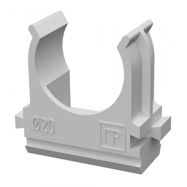 Крепеж-клипса для труб АБС-пластик в карт d20 мм (150шт/1500шт уп/кор) Промрукав