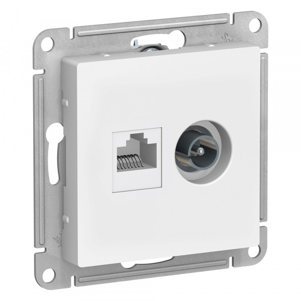 Розетка комп. + TV 2-м AtlasDesign RJ45 кат.5E + TV мех. бел.