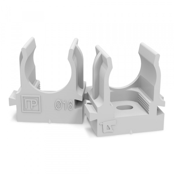 Крепеж-клипса для труб для прямого монтажа серая в п/э d16 мм (100шт/1100шт уп/кор) Промрукав