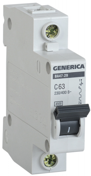 Авт. выкл. ВА47-29 1Р 63А 4,5кА х-ка С GENERICA