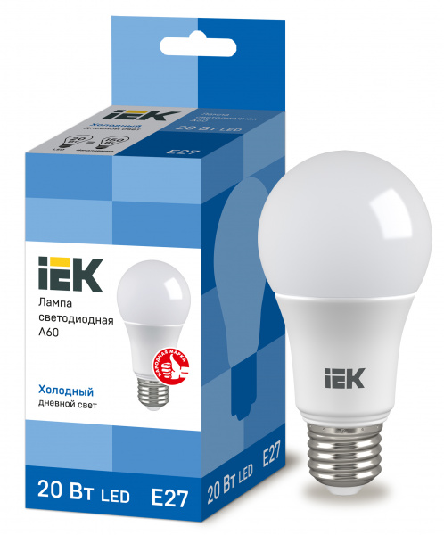 Лампа LED A70 груша 20Вт 230В 6500К E27 IEK