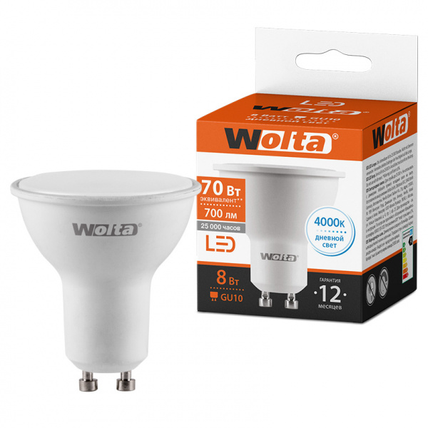 Светодиодная лампа WOLTA 25SPAR16-230-8GU10 8Вт 4000K GU10