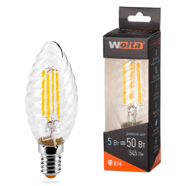 Светодиодная лампа WOLTA FILAMENT 25SCTFT5E14 5Вт 4000K Е14