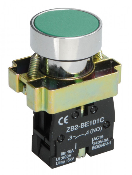 Кнопка управления LAY5-BA31 без подсветки зеленая 1NO IEK